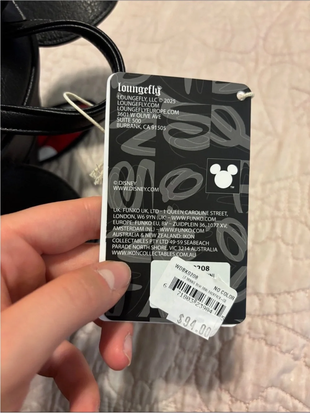 Disney Loungefly Black Mini Backpack with Red Polka Dot Bow